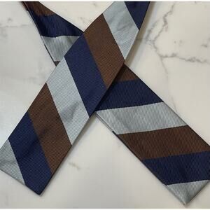 Brooks Brothers Makers Repp Silk Self Tie Bowtie Bow Tie Stripe Gray Navy Brown
